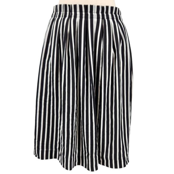 J. Crew Mercantile Elastic Waist Vertical Stripe Midi Skirt Side Pockets 6 - Picture 1 of 6